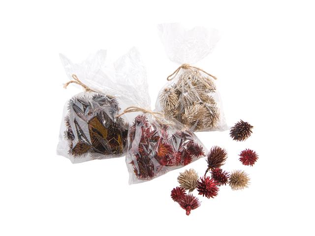 GLITTERED THISTLE HEAD IN POLYBAG (3.5") (ASSTD)